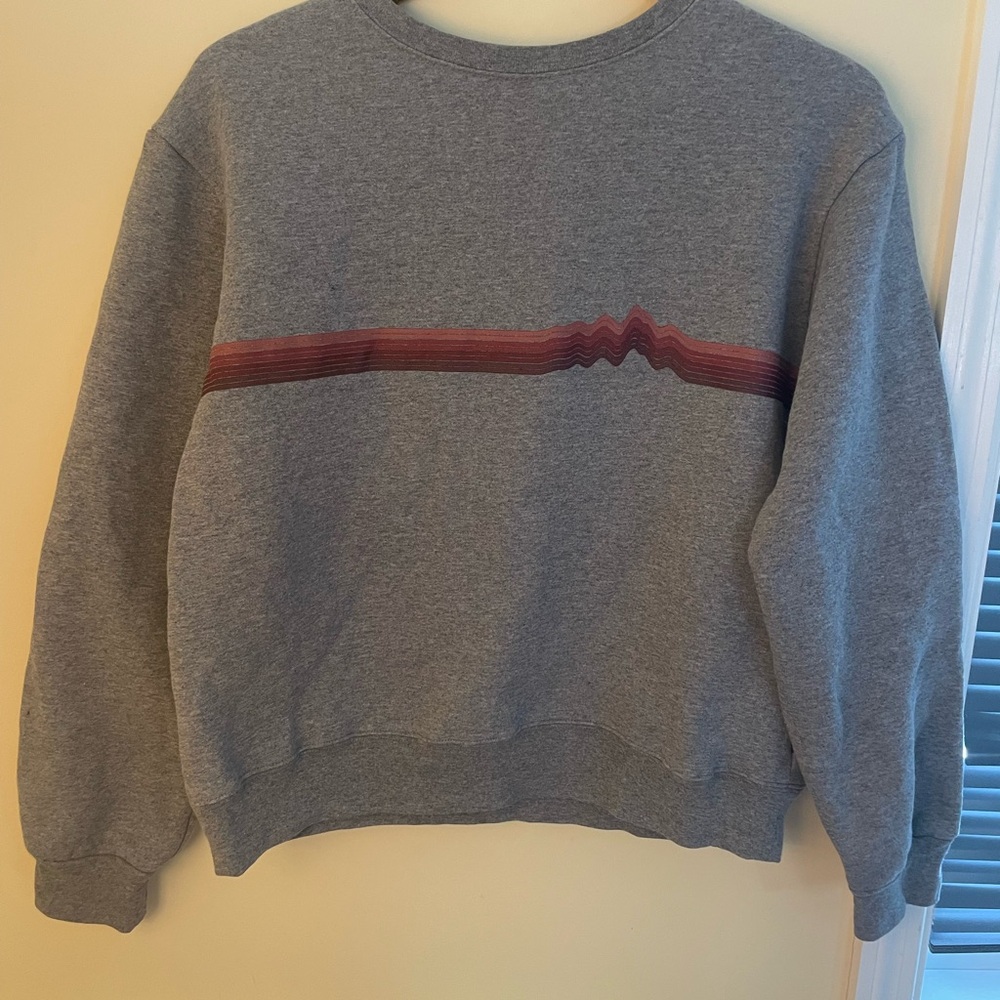 Patagonia Gray Crewneck Sweatshirt with Red Ridge Line Stripe